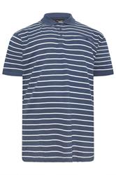 KAM Big & Tall Vintage Indigo Blue Stripe Print Polo Shirt