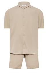 JACK & JONES Big & Tall Stone Brown Revere Shirt & Short Set