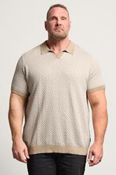 BadRhino Big & Tall Stone Brown Pattern Knitted Trophy Polo | BadRhino 1