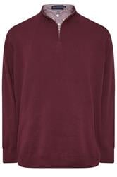 BadRhino Big & Tall Burgundy Red Mock Shirt Milano Quarter Zip Jumper | BadRhino 5