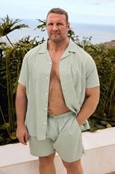 BadRhino Big & Tall Green & White Geometric Swim Shorts | BadRhino 3