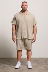 JACK & JONES Big & Tall Stone Brown Revere Shirt & Short Set | BadRhino 3
