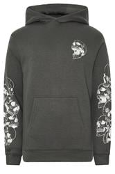BadRhino Big & Tall Ebony Grey Skull Print Hoodie | BadRhino 2