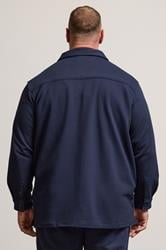BadRhino Big & Tall Navy Blue Textured Jersey Shacket | BadRhino 3