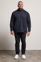 D555 Big & Tall Navy Blue Embroidery Quarter Zip Fleece | BadRhino 2