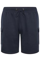 D555 Big & Tall Navy Blue Elastic Waist Cargo Shorts