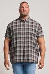 BadRhino Big & Tall Brown Check Stripe Short Sleeve Shirt | BadRhino 3