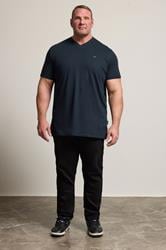 BadRhino Big & Tall Navy Blue Extra Long V-Neck T-Shirt | BadRhino 2