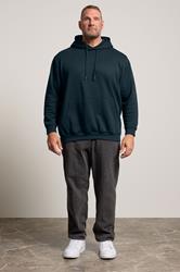 JACK & JONES Big & Tall Navy Blue Plain Hoodie | BadRhino 1