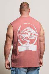 BadRhino Big & Tall Pink Bonzai Graphic Vest Top | BadRhino 3