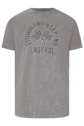 BadRhino Big & Tall Grey Acid Wash 'Castrol' Bike Graphic T-Shirt
