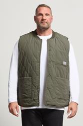 JACK & JONES Big & Tall Olive Green Liner Vest | BadRhino 1
