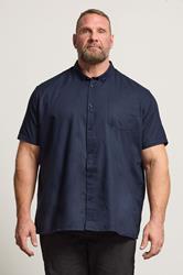BadRhino Big & Tall Premium Navy Blue Short Sleeve Oxford Cotton Shirt 1
