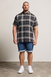 D555 Big & Tall Black Check Pocket Short Sleeve Shirt | BadRhino 1