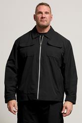 D555 Big & Tall Black Couture Stretch Zip Through Jacket | BadRhino 1
