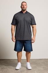 KAM Big & Tall Navy Blue Foil Print Polo Shirt | BadRhino 1