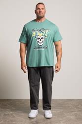 JACK & JONES Big & Tall Blue Tropical Skeleton Print Tee | BadRhino 1