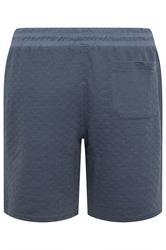 KAM Big & Tall Indigo Blue Jacquard Textured Shorts | BadRhino 4