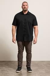 D555 Big & Tall Black Short Sleeve Non Iron Stretch Shirt | BadRhino 1