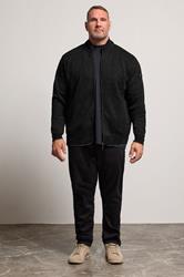 D555 Big & Tall Black Chenille Zip Through Knit Jumper | BadRhino 3
