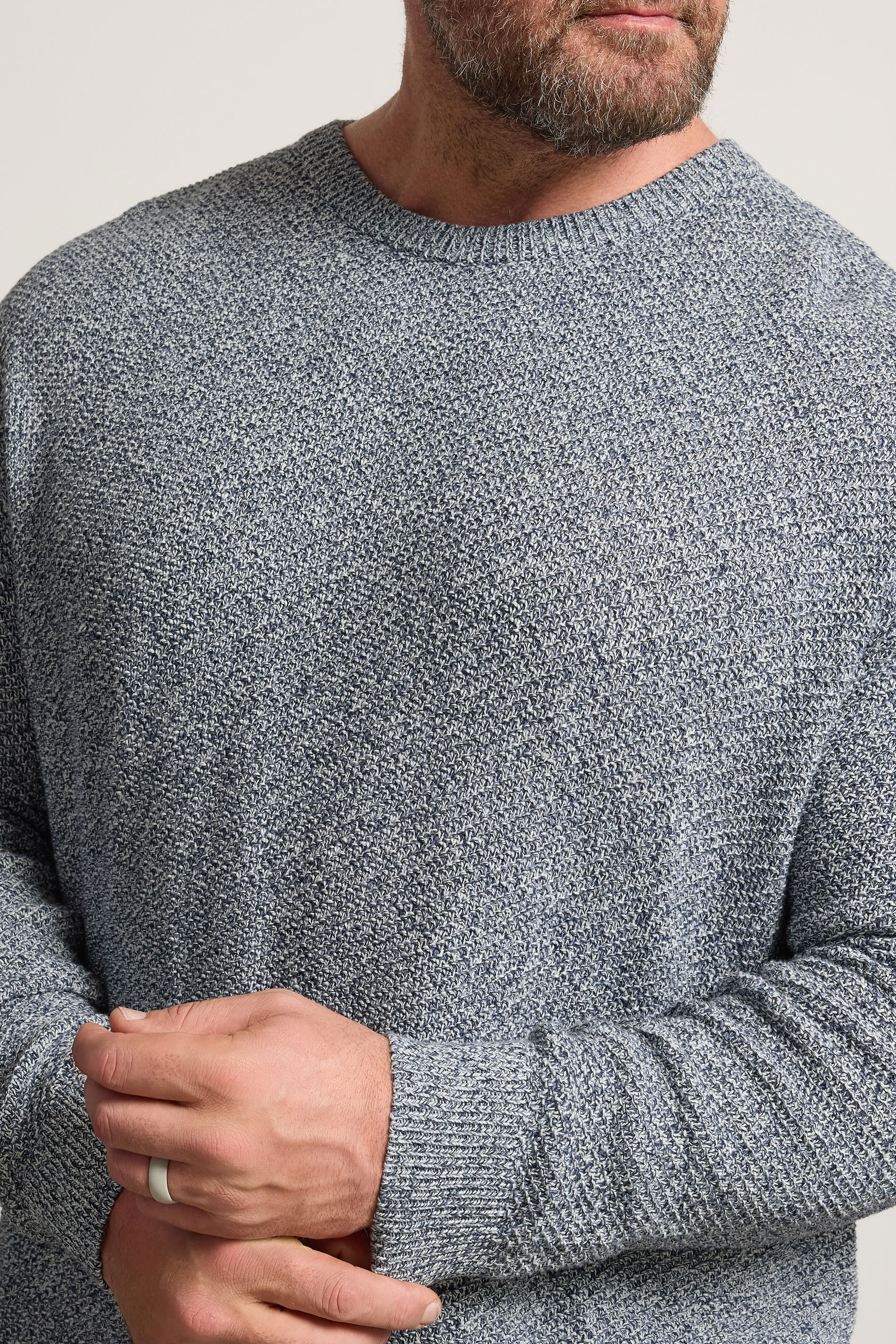 BadRhino Big & Tall Blue Crew Neck Knitted Jumper | BadRhino 4