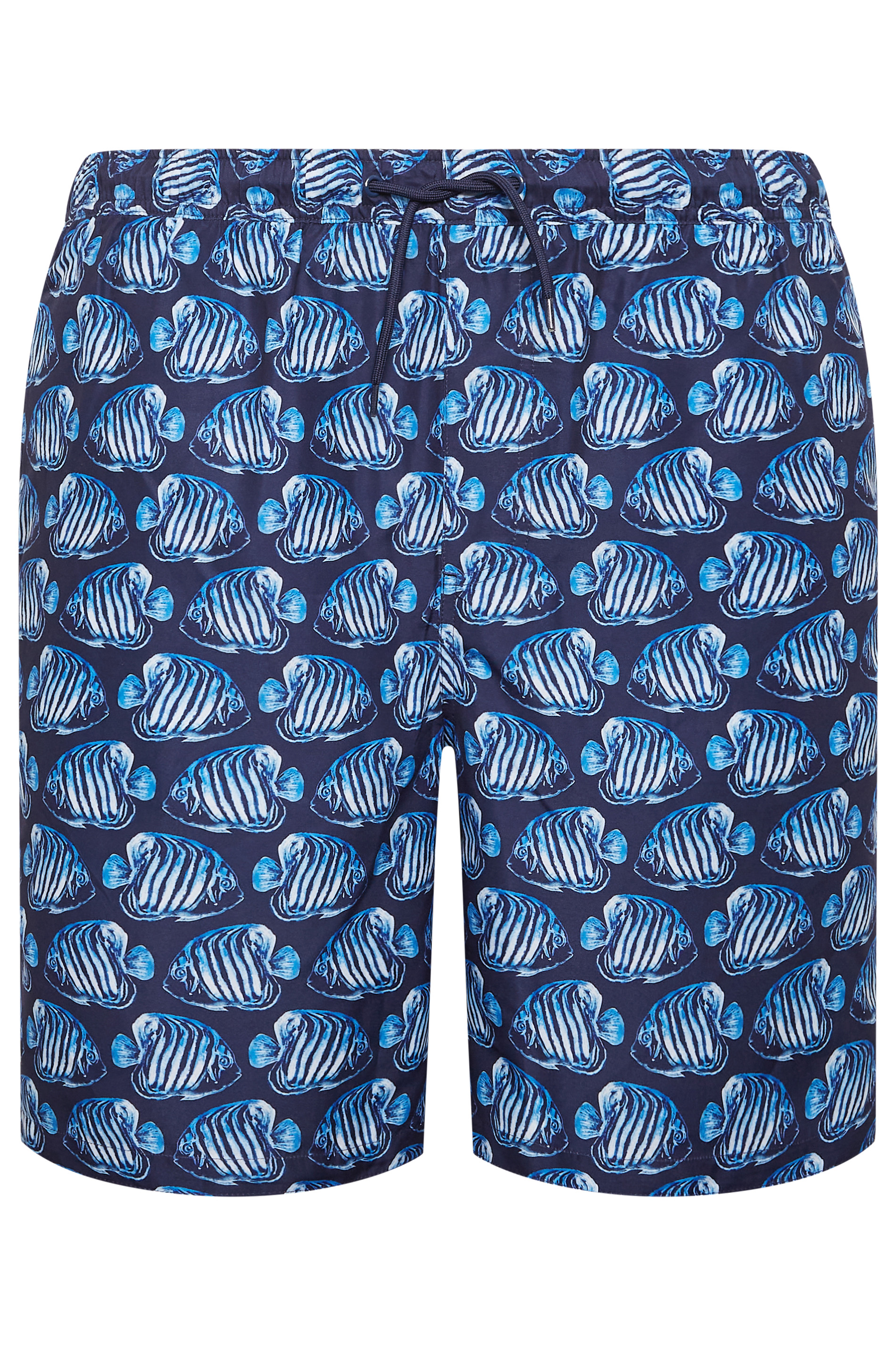 BadRhino Big & Tall Navy Blue Fish Print Swim Shorts | BadRhino