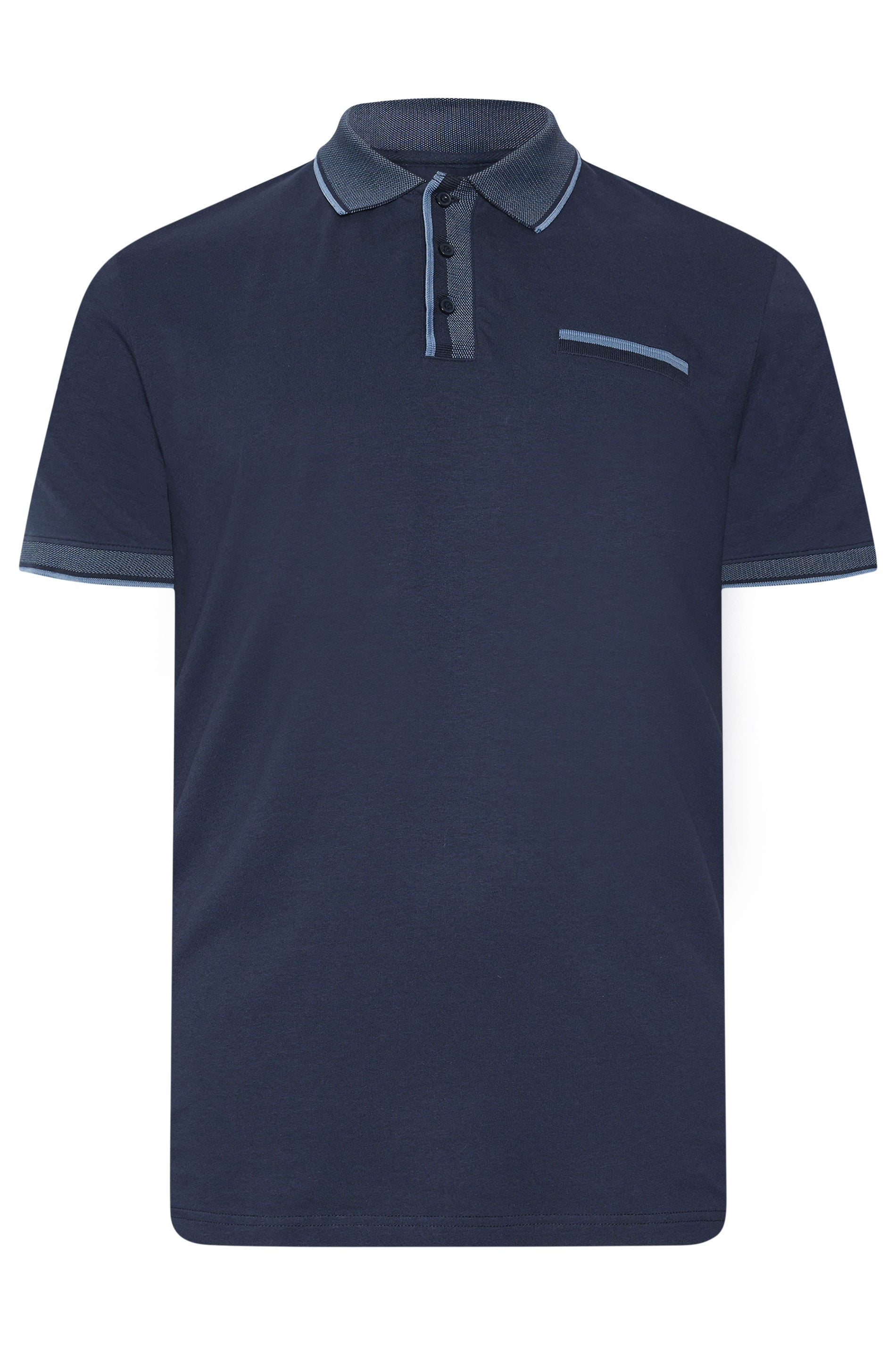 BadRhino Big & Tall Navy Blue Pocket Jacquard Polo Shirt | BadRhino 6