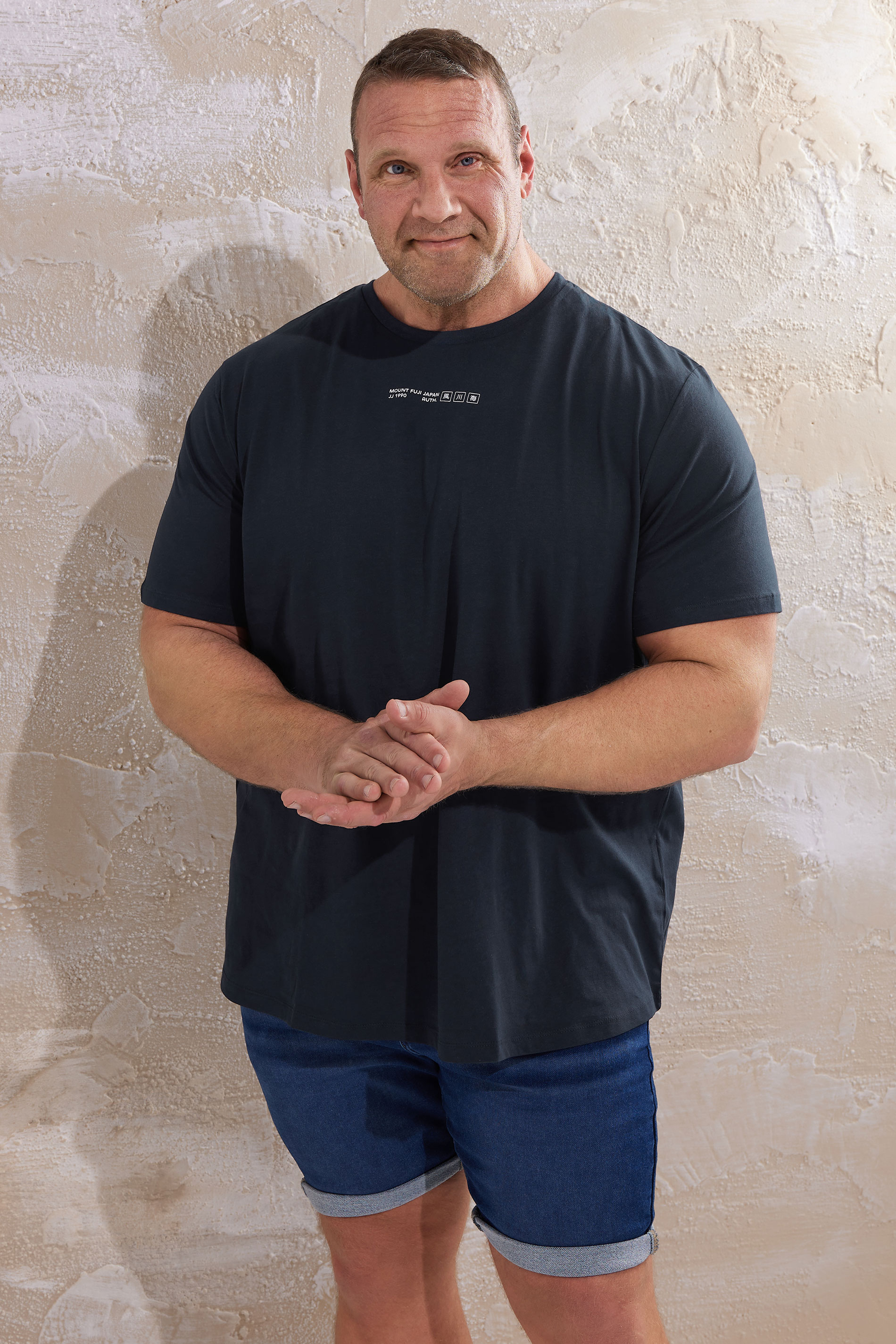 JACK & JONES Big & Tall 2 PACK Navy Blue & White Crew Neck T-Shirts | BadRhino 3