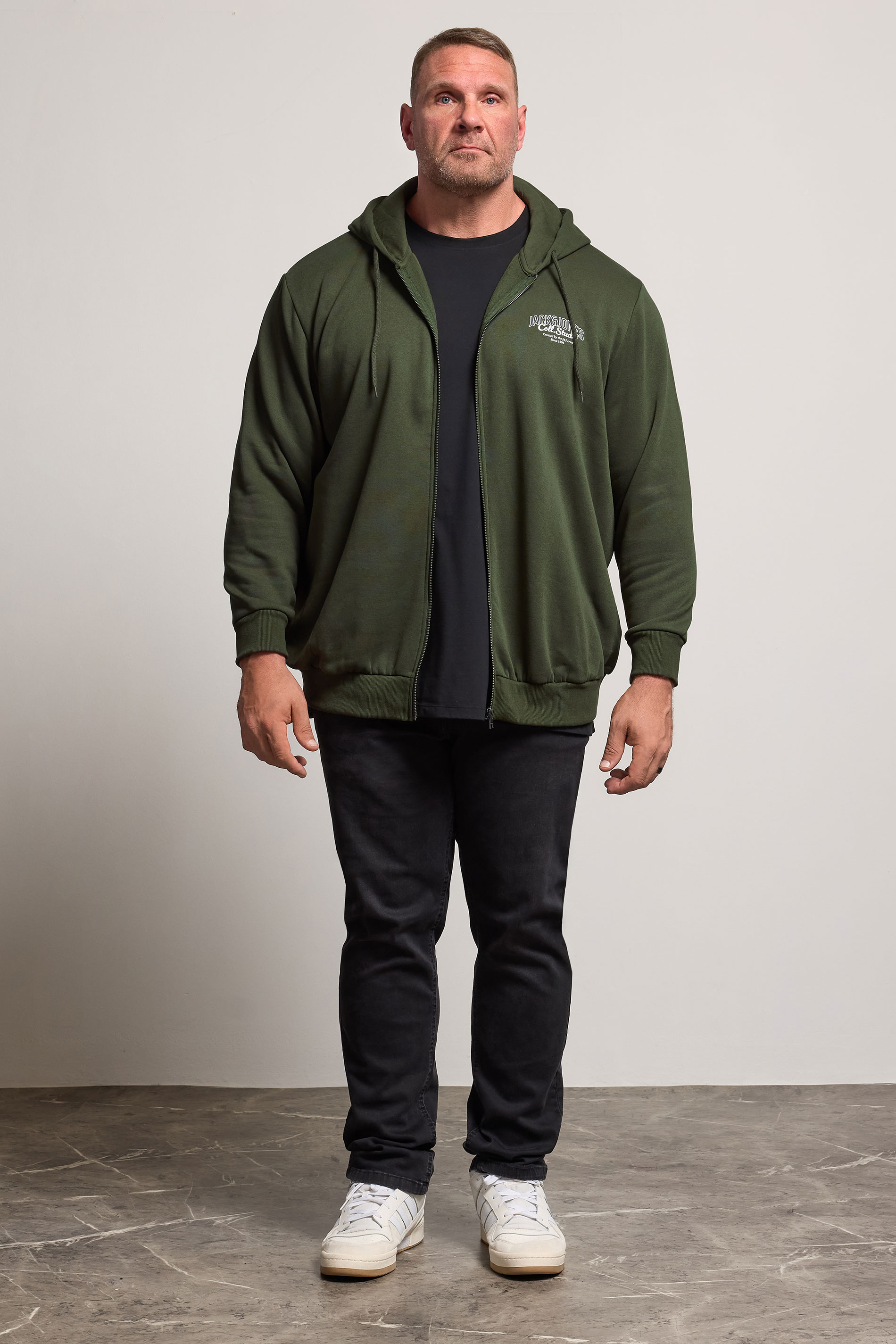 JACK & JONES Big & Tall Duffel Bag Green Zip Through Hoodie | BadRhino 2