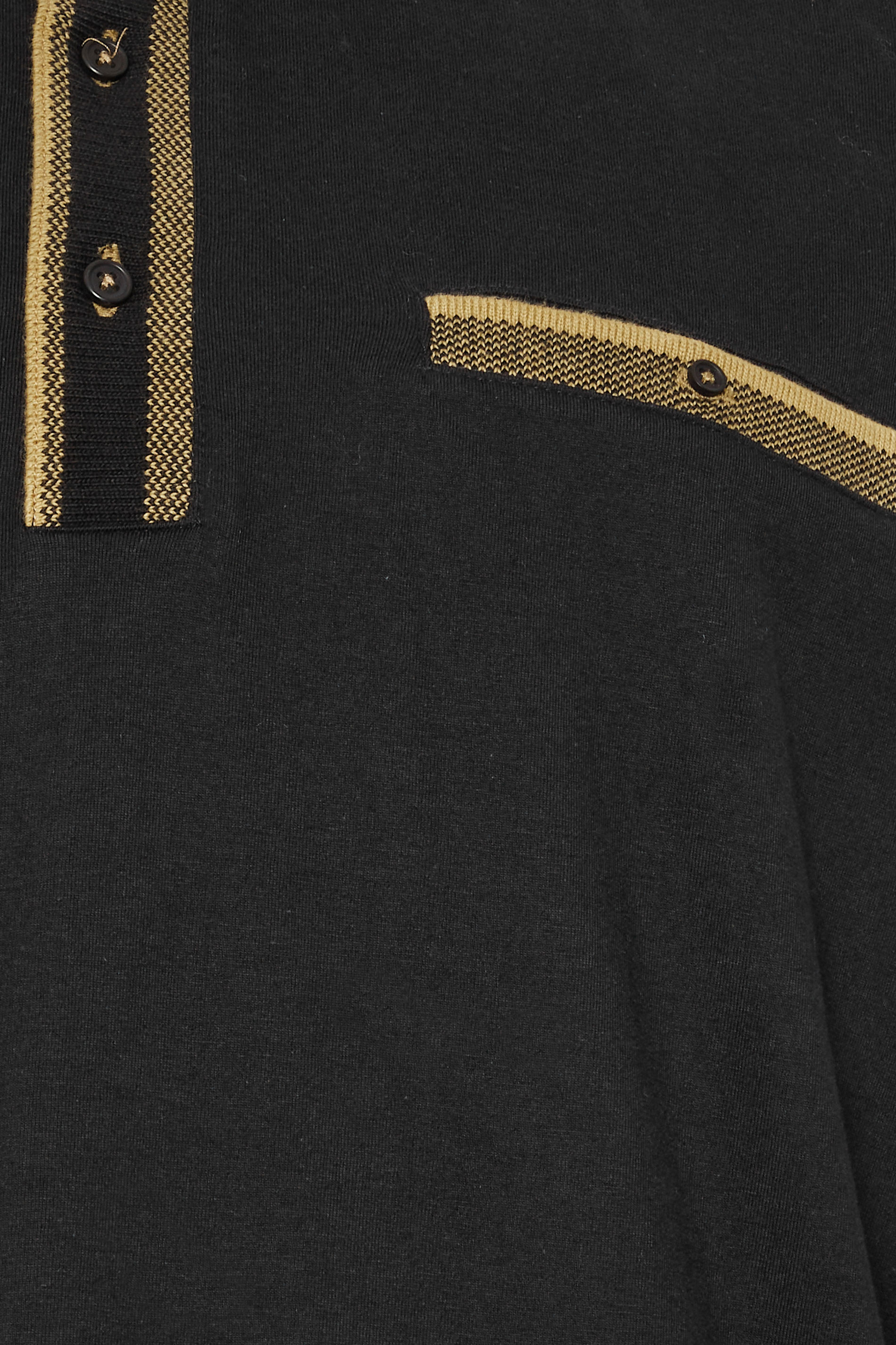 KAM Big & Tall Black Jacquard Collar Polo Shirt | BadRhino 3