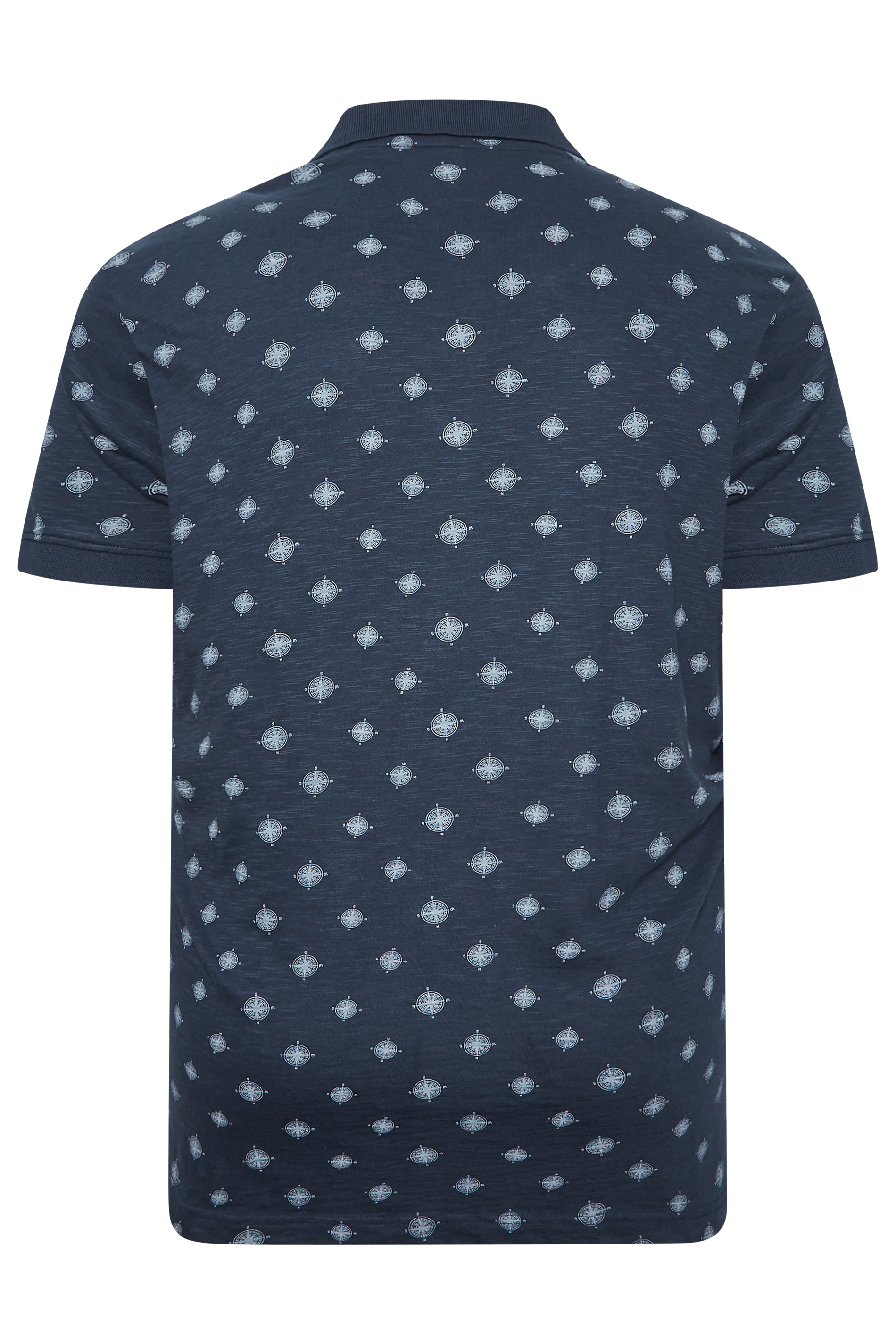 BadRhino Big & Tall Navy Blue Compass Print Polo Shirt | BadRhino 4
