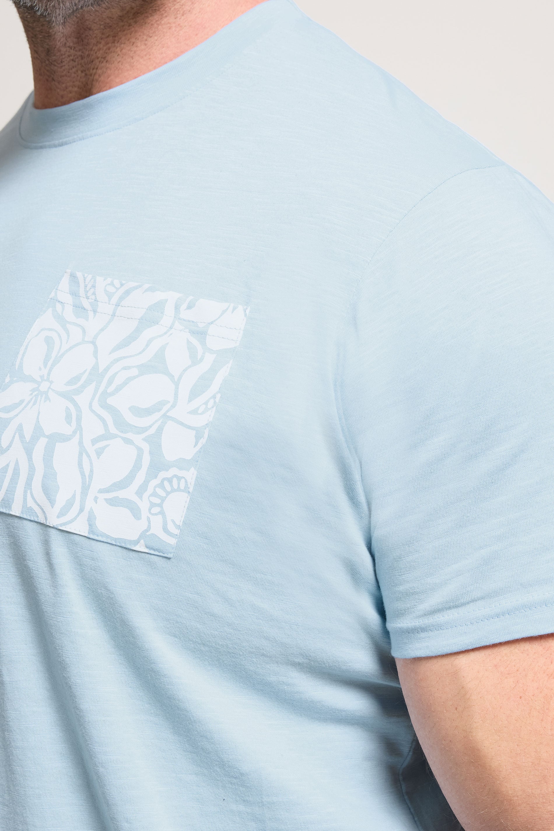 BadRhino Big & Tall Light Blue Flower Pocket T-Shirt | BadRhino 5