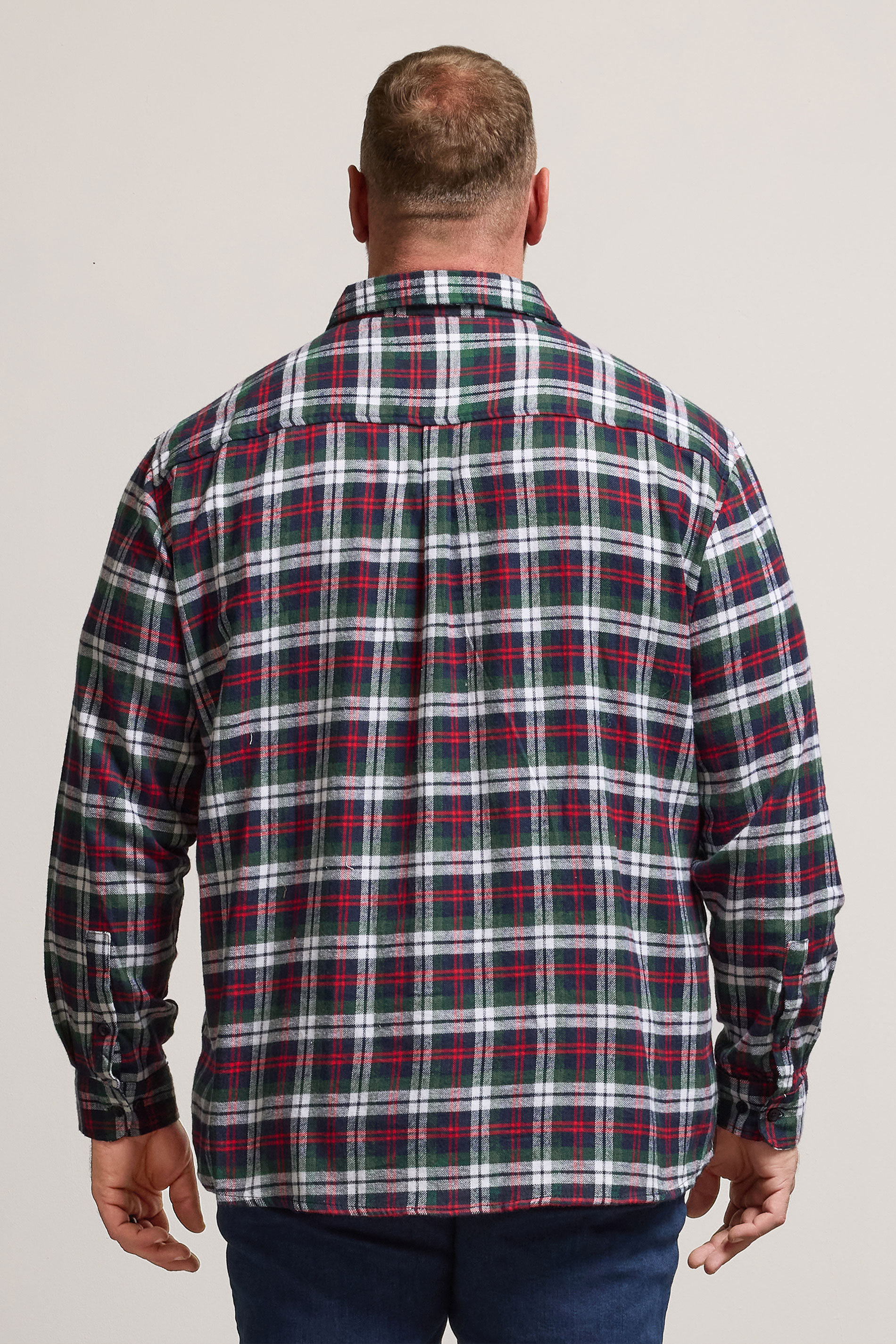BadRhino Big & Tall Red Check Print Long Sleeve Flannel Shirt | BadRhino 3
