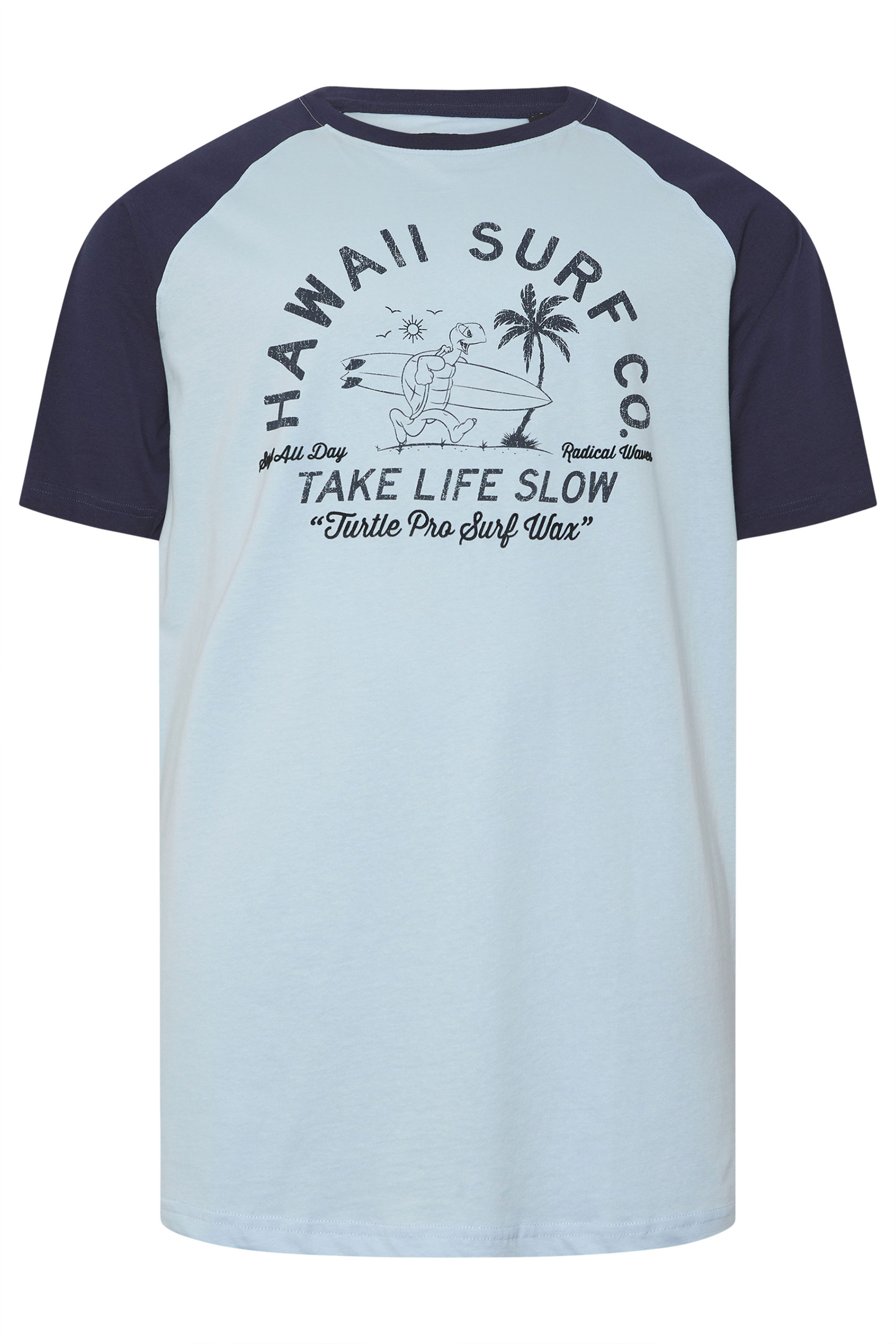KAM Big & Tall Blue 'Hawaii Surf' Raglan T-Shirt | BadRhino 2