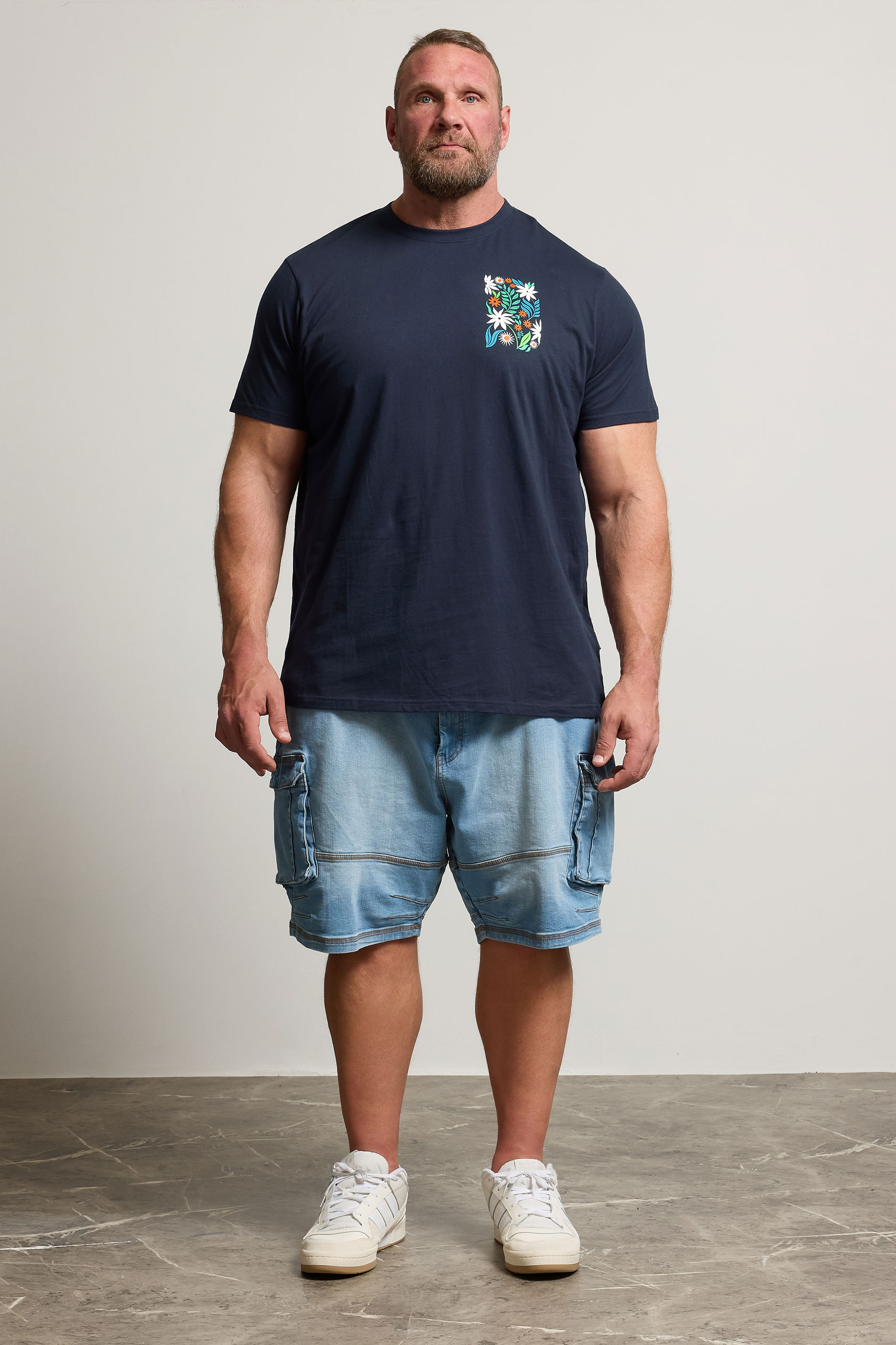 BadRhino Big &Tall Navy Blue Floral Print Graphic T-Shirt | BadRhino 5
