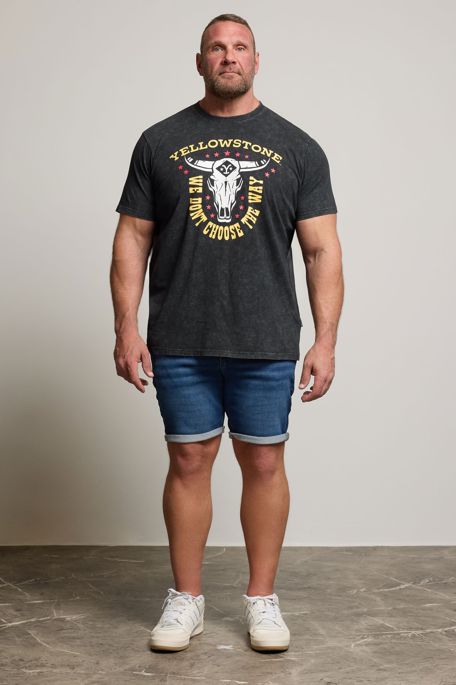 BadRhino Big & Tall Black Acid Wash Printed 'Yellowstone' T-Shirt | BadRhino 2