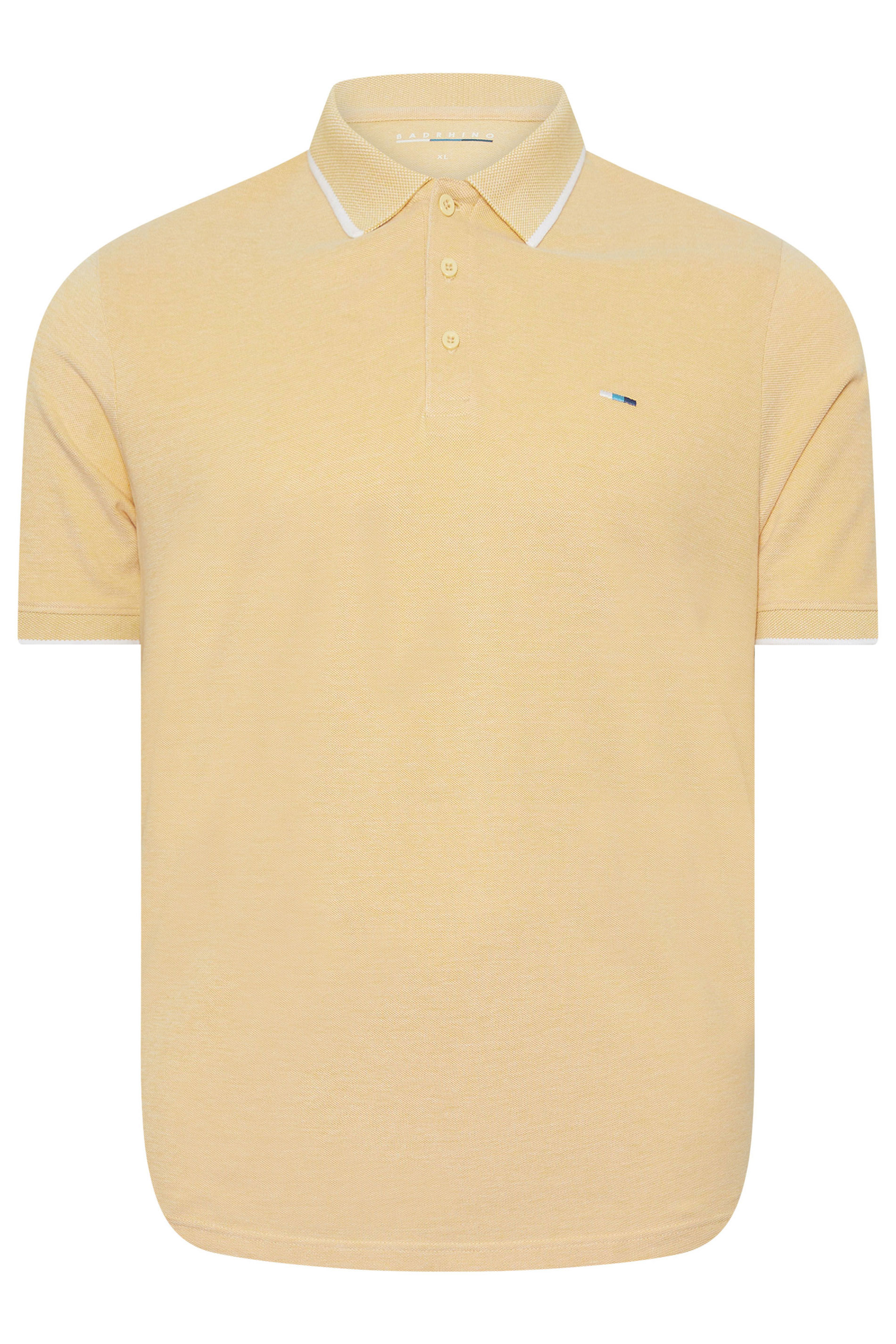 BadRhino Big & Tall Yellow Birdseye Tipped Polo Shirt | BadRhino 1