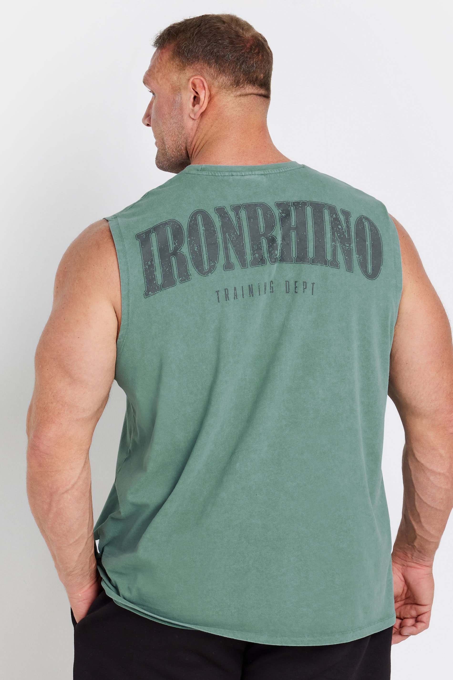 IronRhino Big & Tall Green Acid Wash Muscle Vest | BadRhino 3