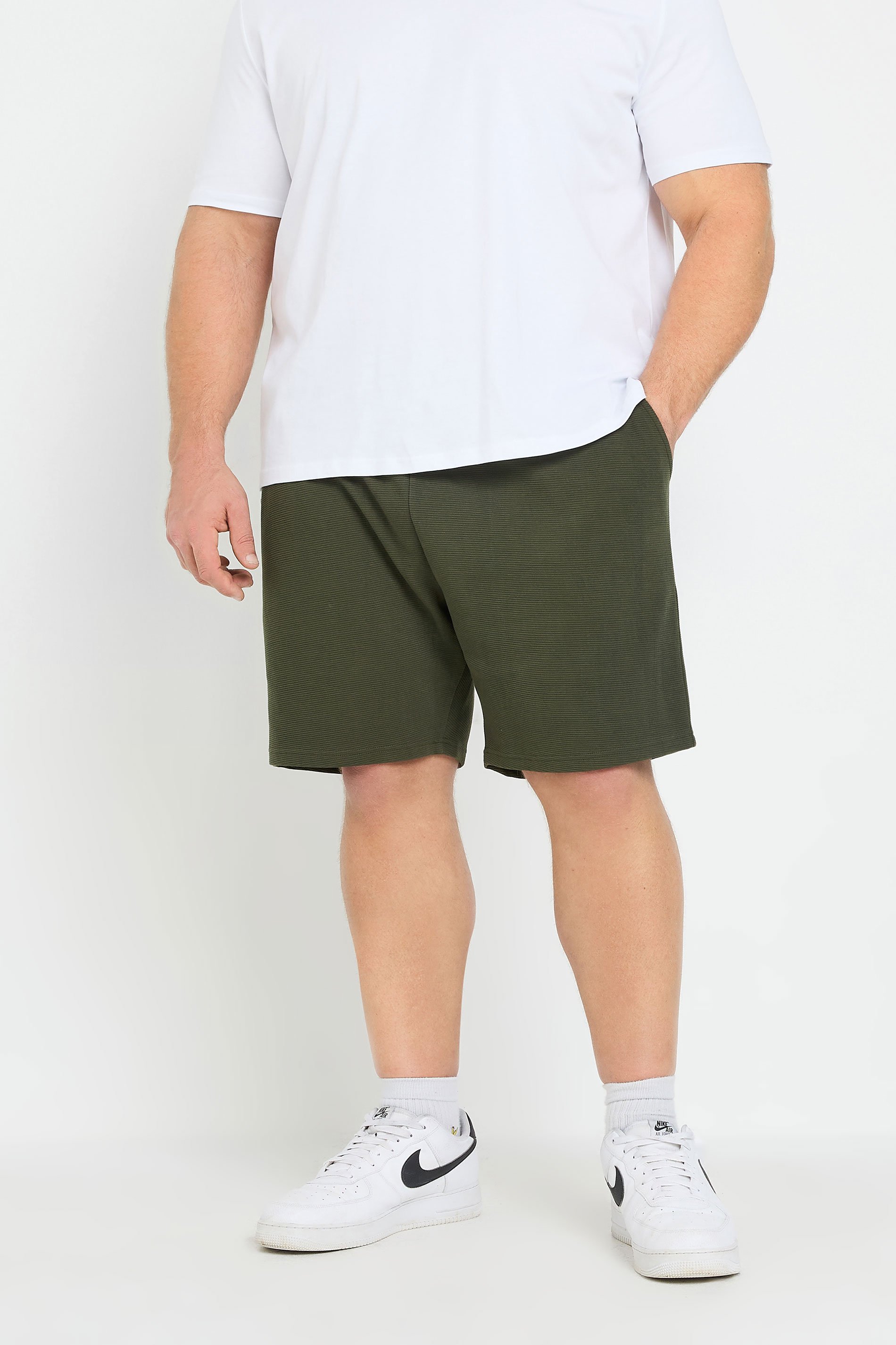 BadRhino Big & Tall Khaki Green Ribbed Shorts | BadRhino 1