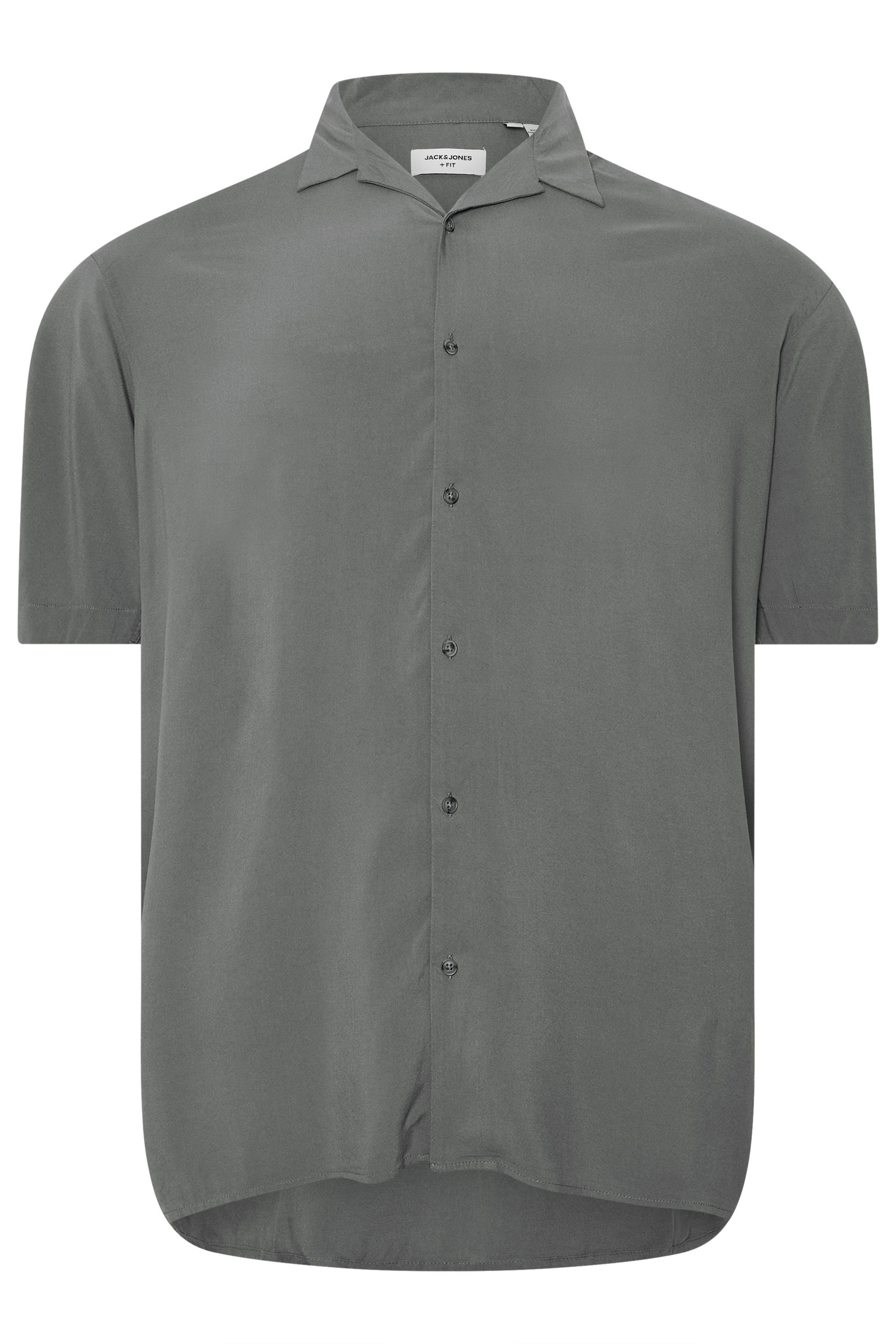 JACK & JONES Big & Tall Grey Collar Resort Shirt | BadRhino 3