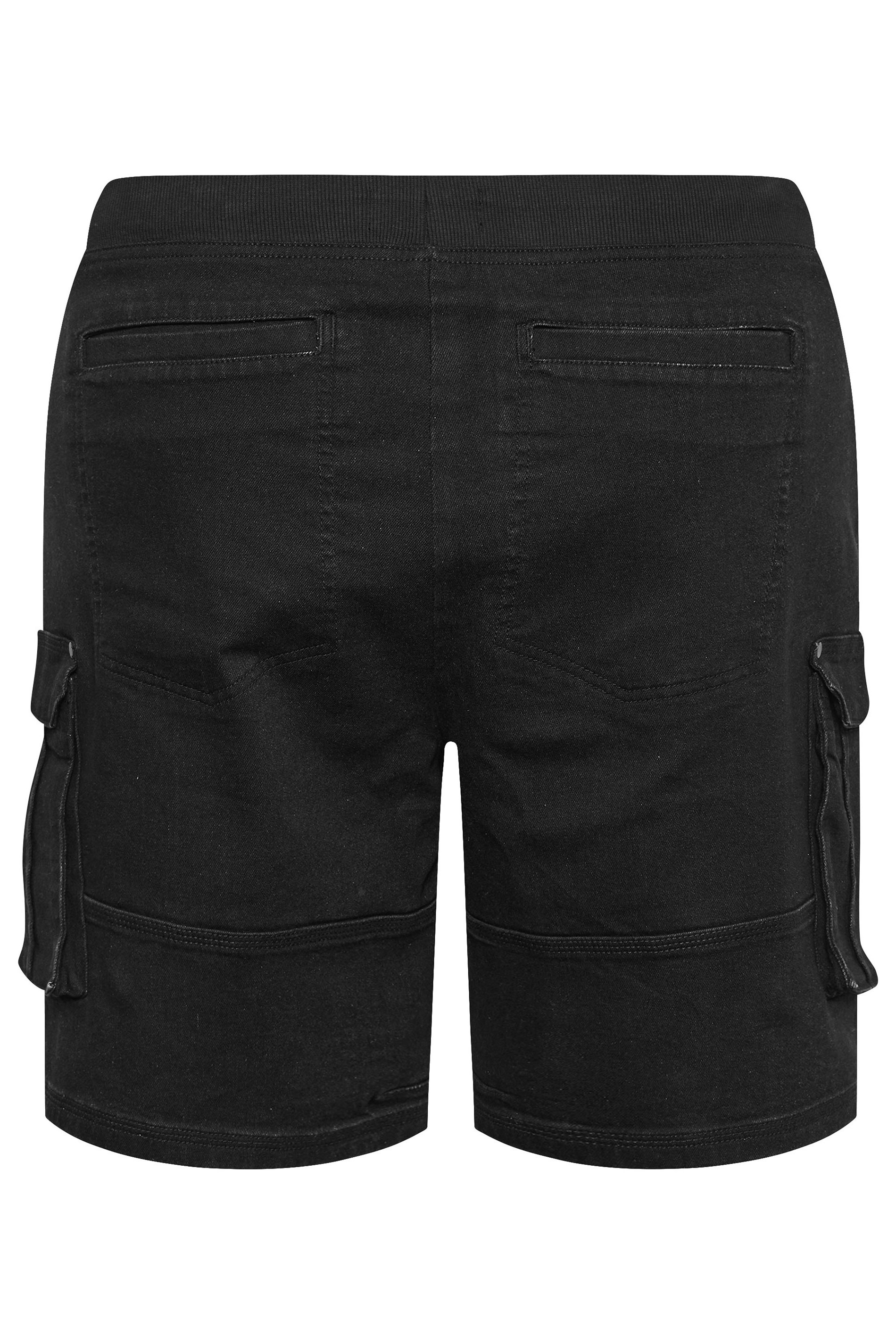 BadRhino Big & Tall Black Elasticated Waist Denim Cargo Shorts | BadRhino 6