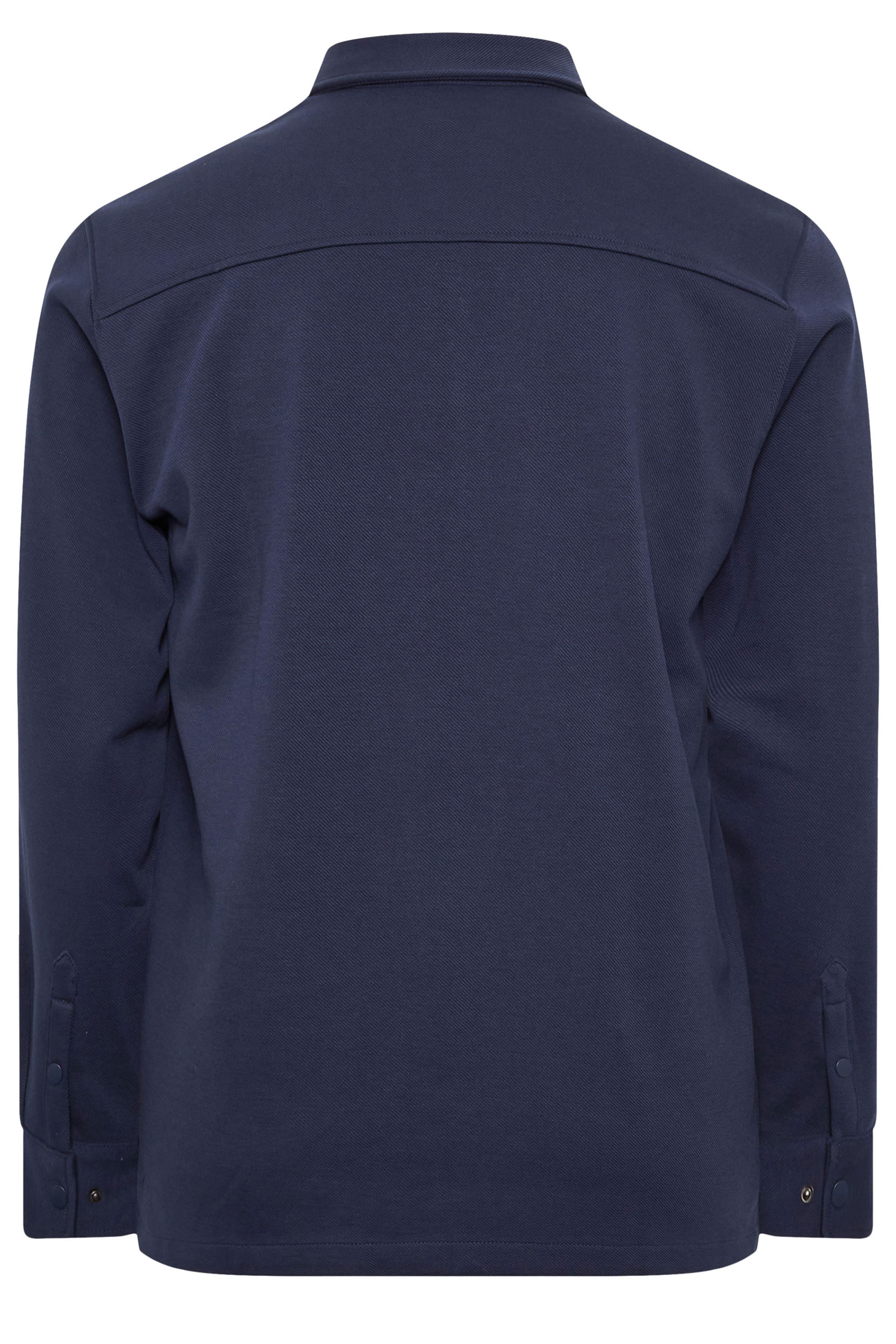 BadRhino Big & Tall Navy Blue Textured Jersey Shacket | BadRhino 7