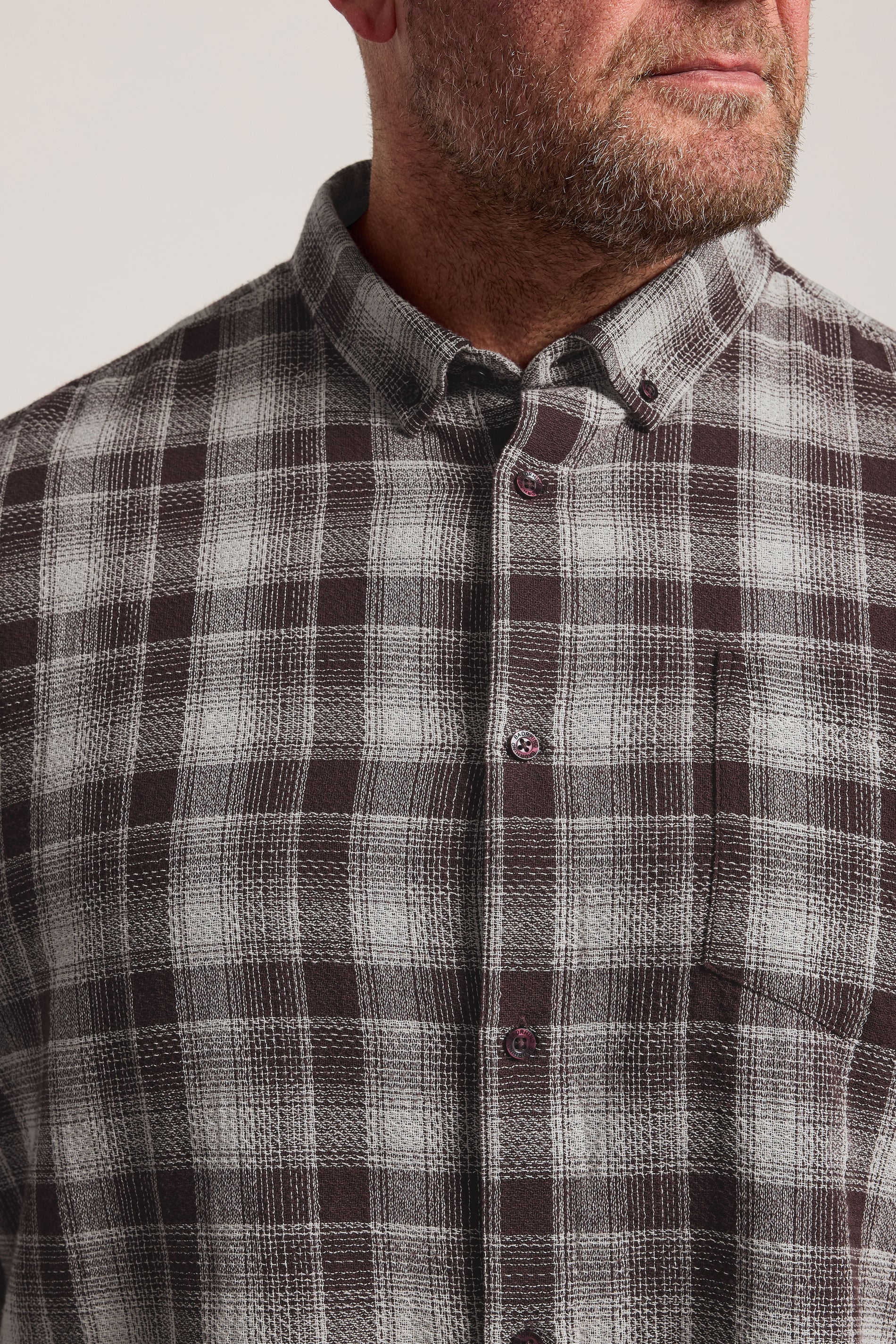 BadRhino Big & Tall Brown Check Stripe Short Sleeve Shirt | BadRhino 4