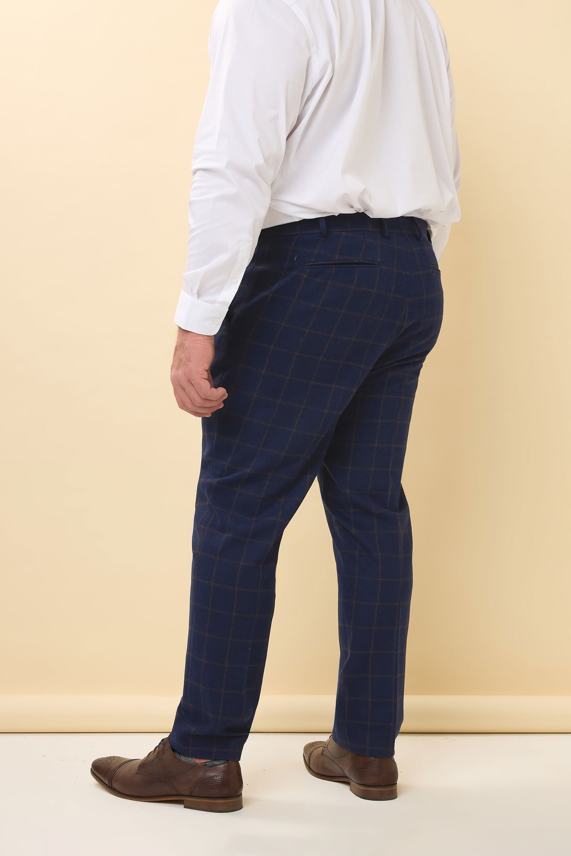BadRhino Tailoring Big & Tall Navy Blue & Rust Orange Tweed Trousers | BadRhino 6