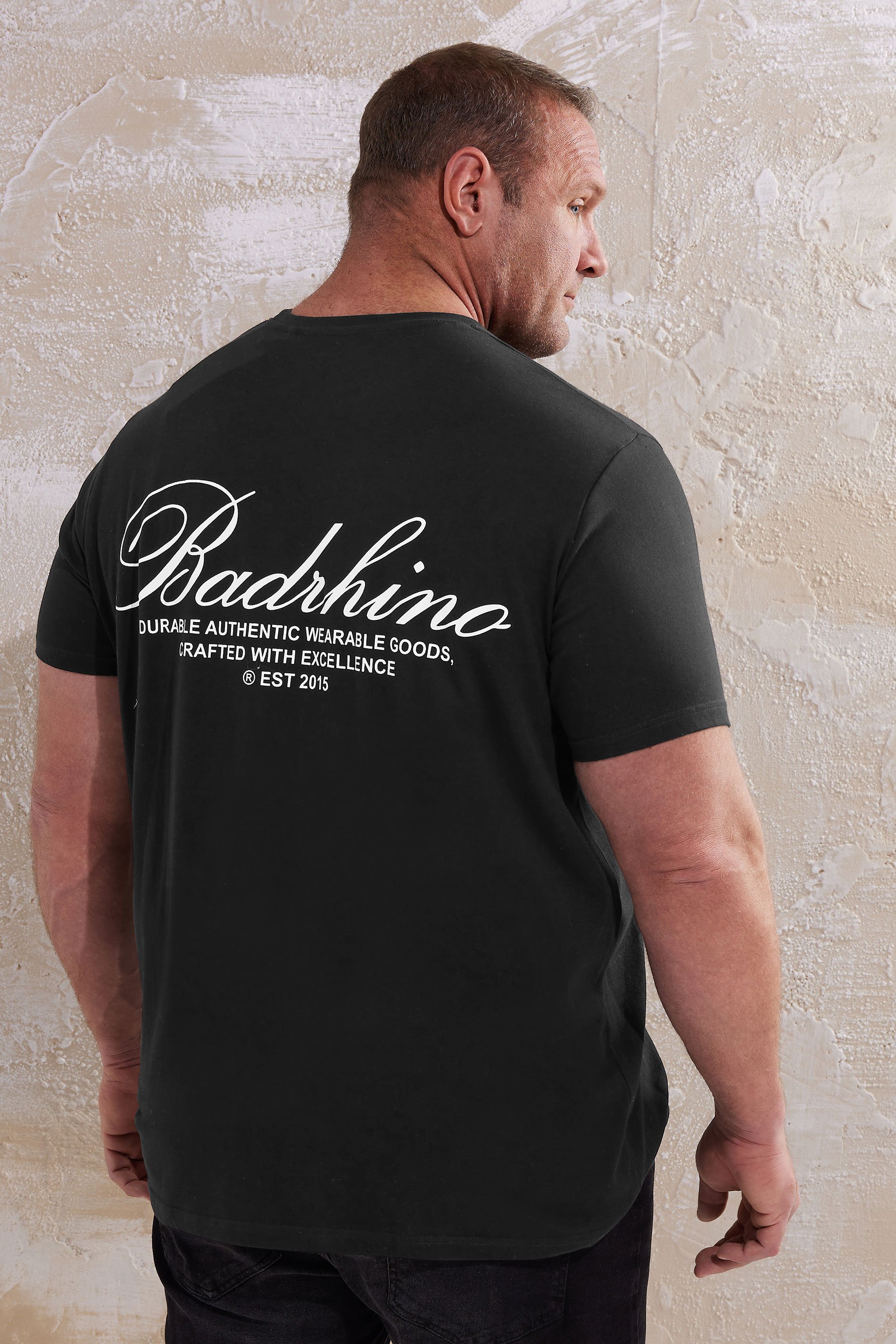 BadRhino Big & Tall Black Script Graphic Print T-Shirt | BadRhino 3