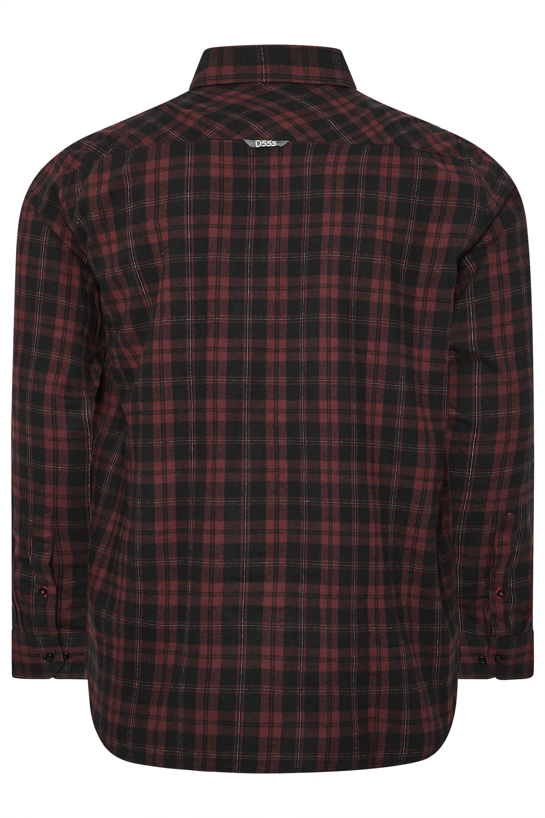 D555 Big & Tall Burgundy Red Check Shirt | BadRhino 4