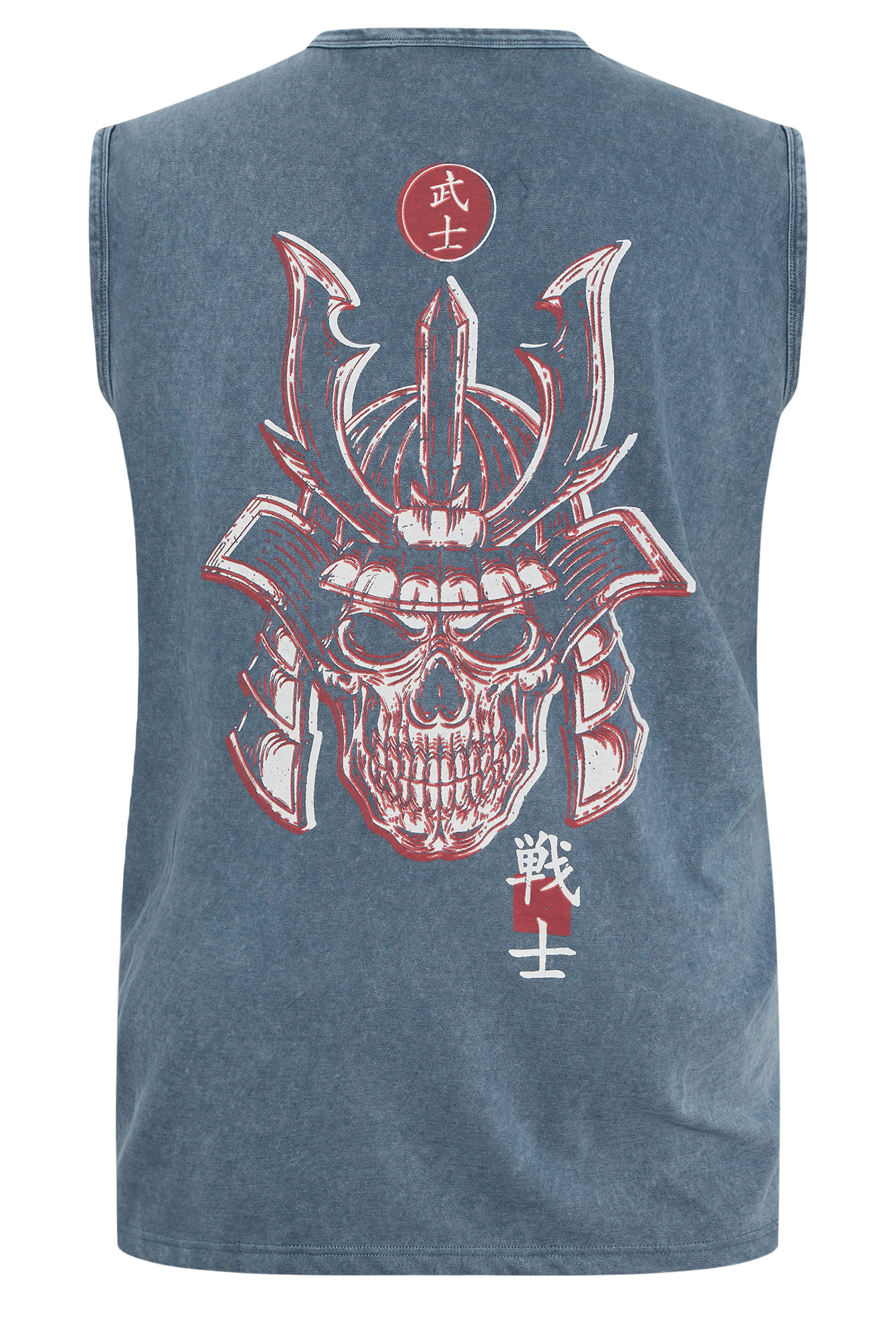 BadRhino Big & Tall Blue Acid Wash Japanese Skull Graphic Vest | BadRhino 9