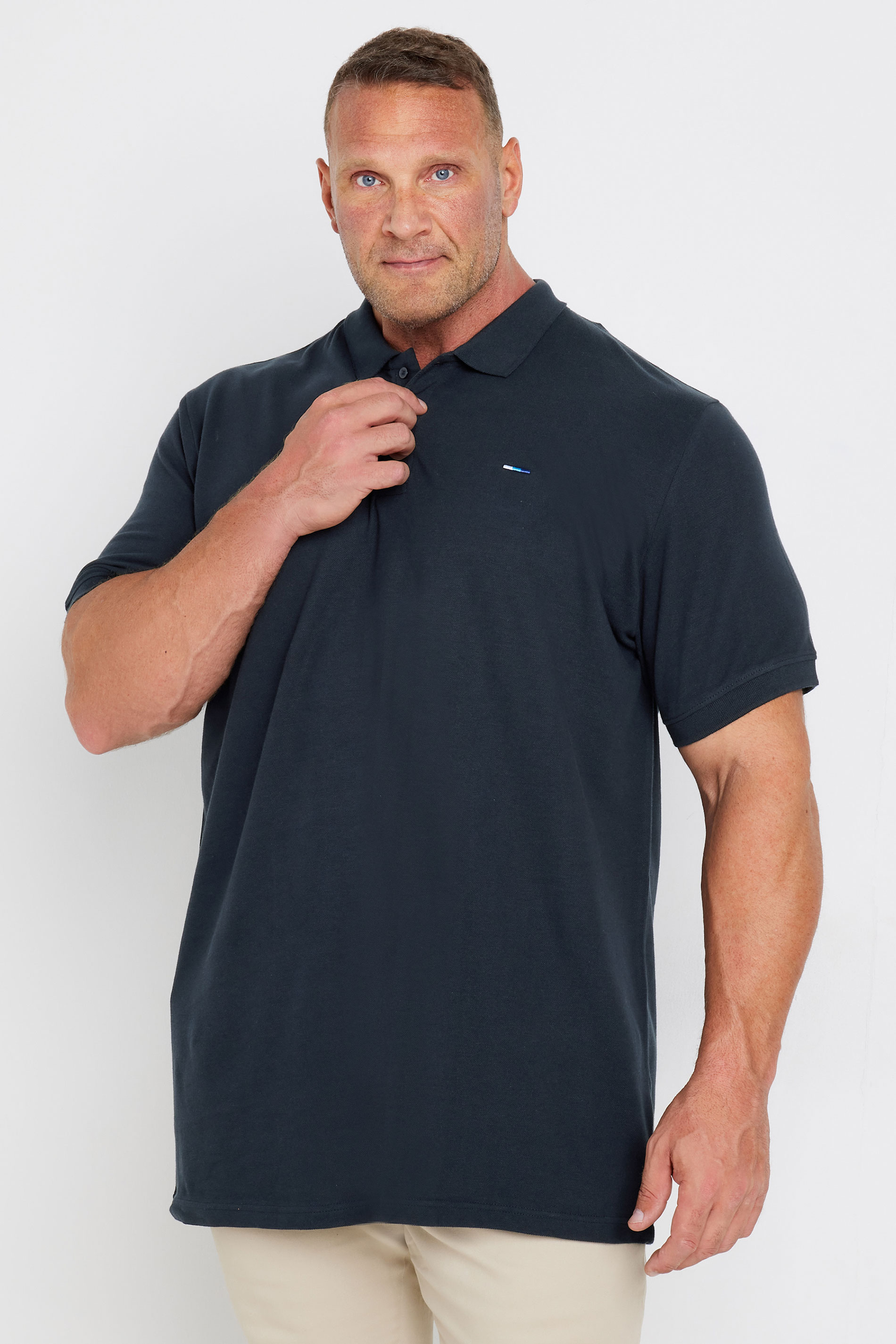 BadRhino Big & Tall Navy Blue Extra Long Core Polo Shirt | BadRhino 1