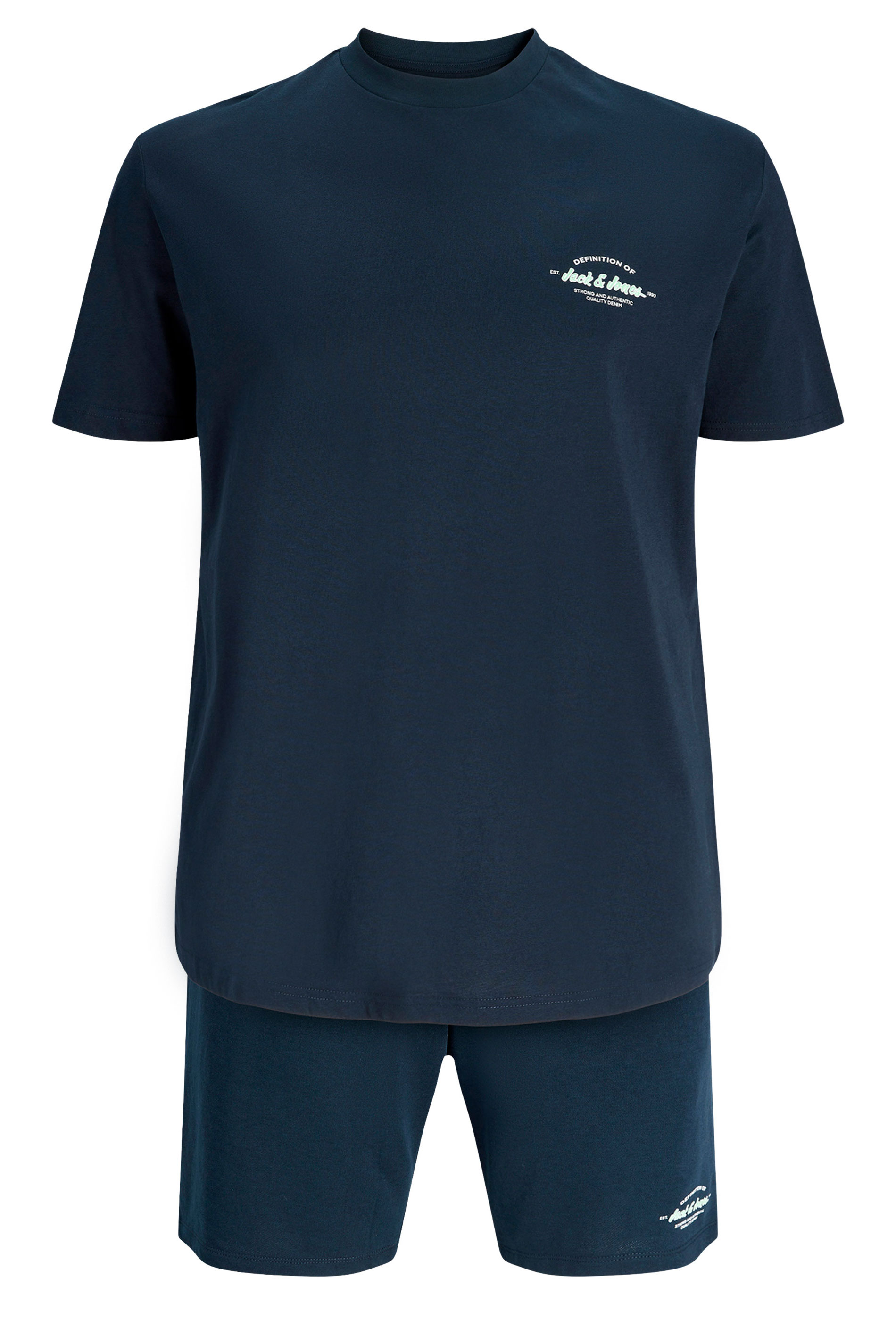 JACK & JONES Big & Tall Navy Blue T-Shirt & Shorts Set | BadRhino 2