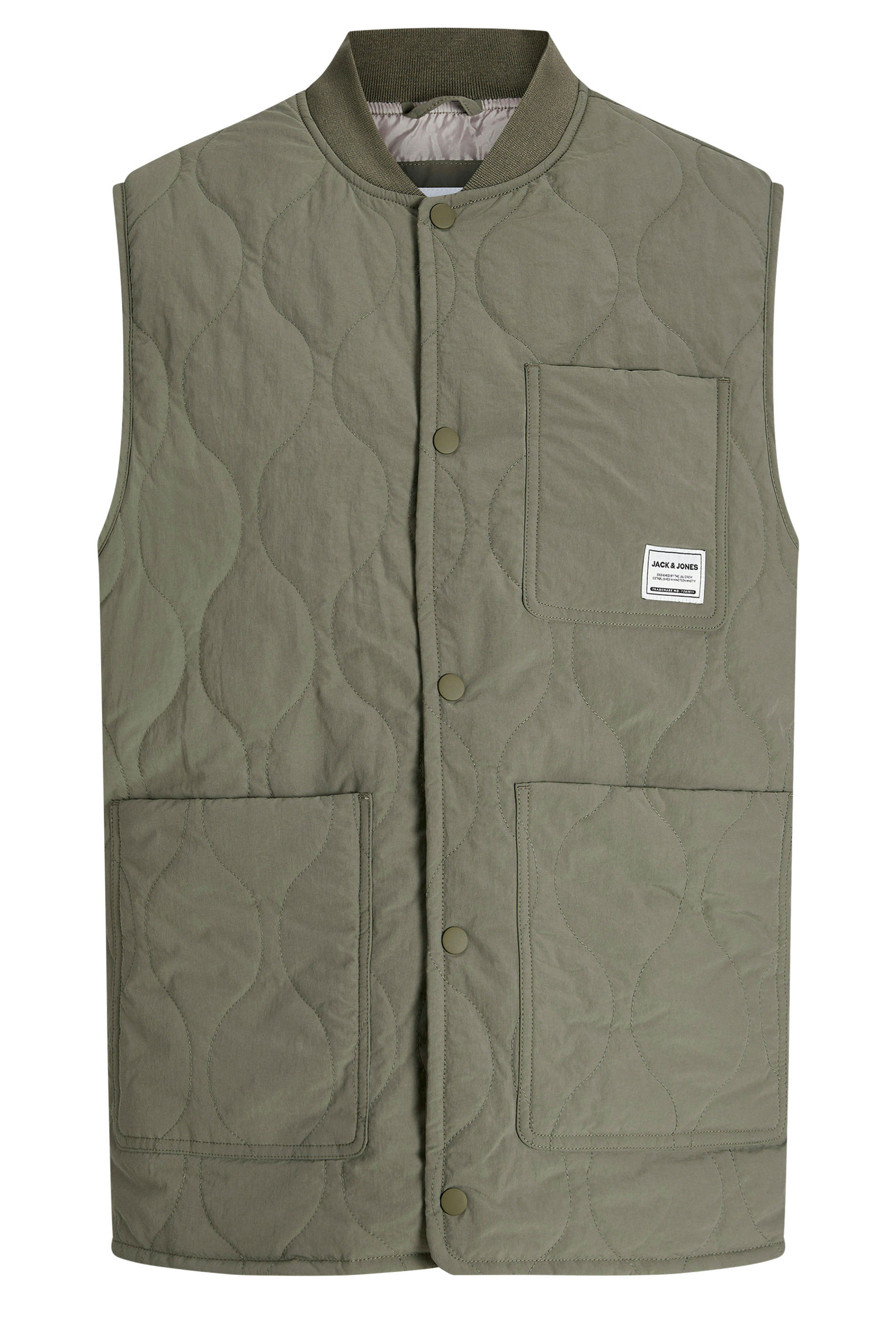 JACK & JONES Big & Tall Olive Green Liner Vest | BadRhino 3